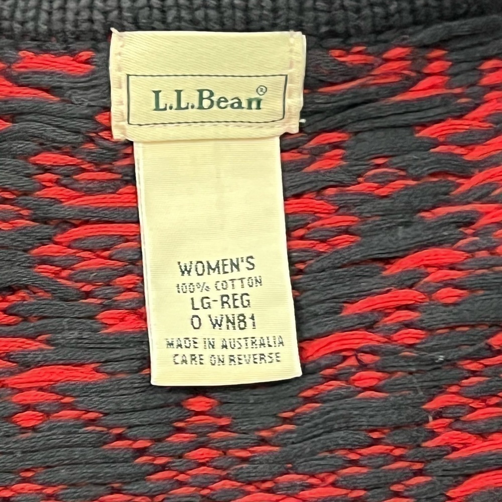 LL Bean Fair Isle Cotton Cardigan Red Snowflake Nordic Pattern - Picture 8 of 9
